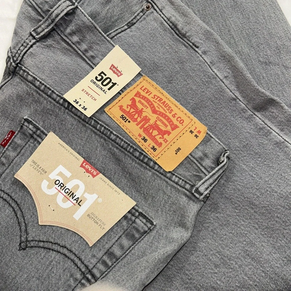 NWT Levi's 501 Original, Grey Denim Mens 36x36‎